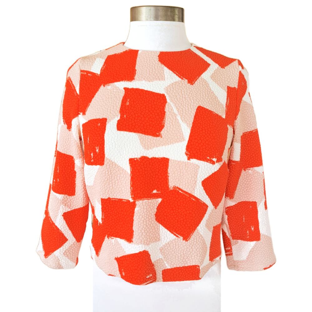 L.K. Bennett Nadine Textured Overlay Top Size Tomato Crop